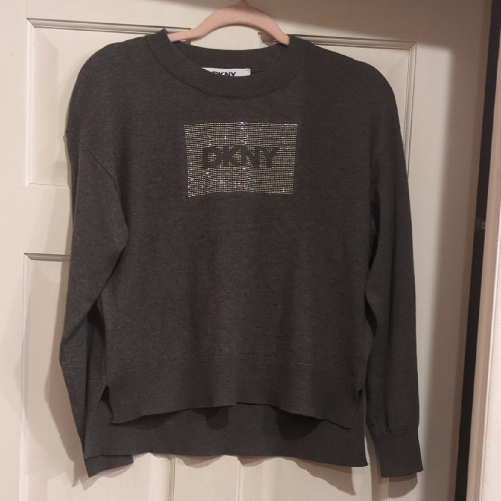 DKNY Charcoal Sweatshirt with Glittering Silver Logo